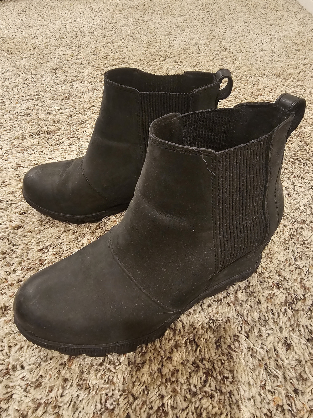 Sorel Women's Black Joan Rhapsody Waterproof Chelsea Wedge Boots